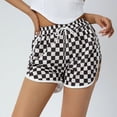 thumbnail image 1 of KOMOO Women Sports Shorts Checkerboard Pattern Elasticated Waist Drawstring Sports Shorts, 1 of 9