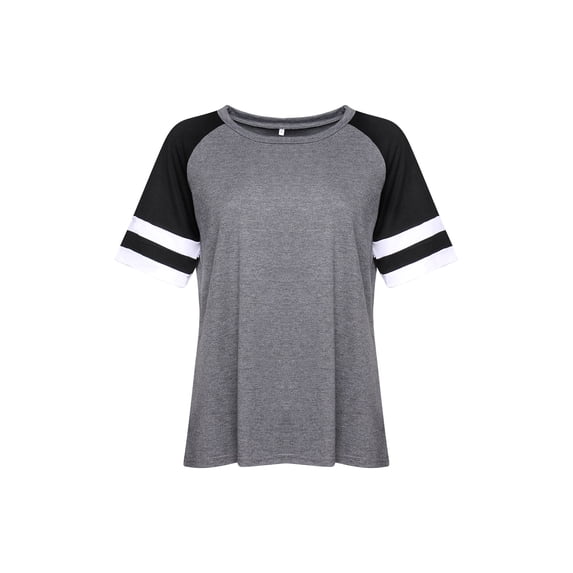 KOMOO Women Sweatshirt Summer Stripe Patterns Round Neck Short Sleeve T-Shirt Loose Tops Plus Size