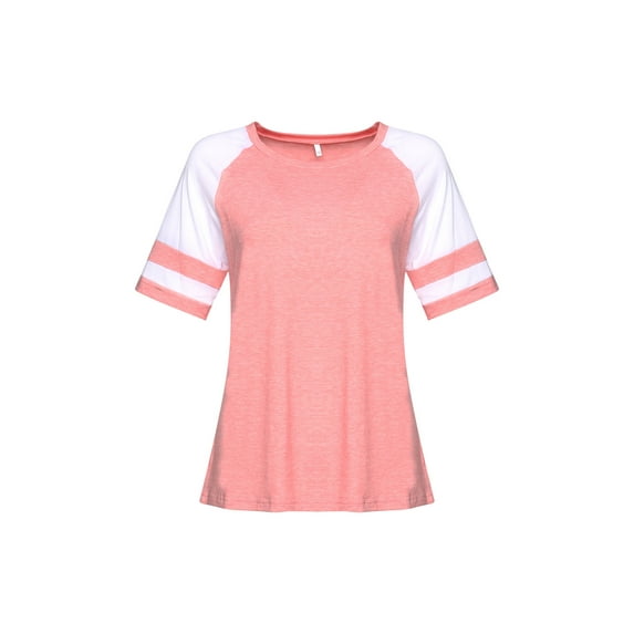 KOMOO Women Sweatshirt Summer Stripe Patterns Round Neck Short Sleeve T-Shirt Loose Tops Plus Size