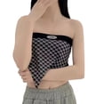 thumbnail image 1 of KOMOO Women Triangle Crop Tops Off Shoulder Tube Tops Strapless Printed Patchwork Tops, 1 of 6