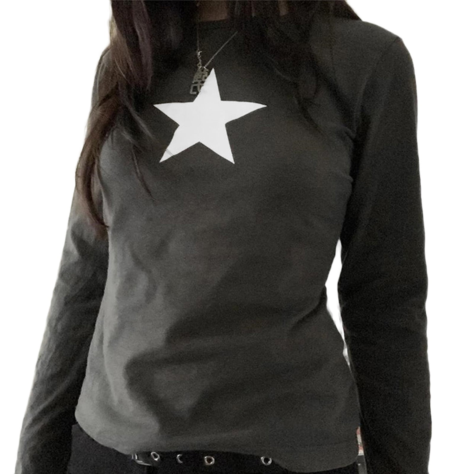 Compre Goth Rhinestones Star girl print Baby Tee Vintage Street