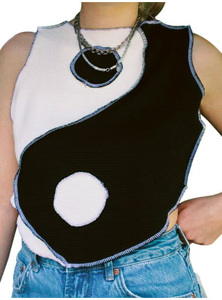 Qiylii Women Vintage Summer Y2K Tank Tops Retro Star Printed Sleeveless  Crop Vest Tops for Streetwear