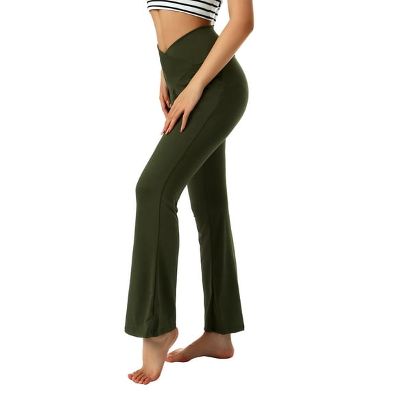 KOMOO Women Yoga Long Pants Plus Size Cross Waist Leggings Solid Color Tie-dyed Printed Pattern Yoga Sport Pants