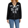 thumbnail image 1 of KOMOO Women Zip Up Hoodie Oversized Letter Butterfly Printed Long Sleeve Casual Sweatshirt Zipper Hooded Coat, 1 of 9