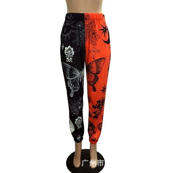 KOMOO Women's Boho Hippie Harem Pants High Waist Printed Sweatpants Yoga Goth Baggy Casual Trousers