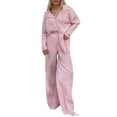 thumbnail image 1 of KOMOO Womens 2Piece Casual Outfits Pleated Button Blouses Wide Leg Pants Sets Loose Loungewear Suits, 1 of 9
