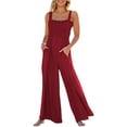 thumbnail image 1 of KOMOO Womens Casual Sleeveless Loose Jumpsuits Square Collar Smocked Rompers Pockets Wide Leg Jumpsuit, 1 of 5