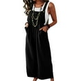 thumbnail image 1 of KOMOO Womens Linen Overalls Casual Loose Sleeveless Wide Leg Jumpsuits Long Pants Rompers with Pockets Plus Size, 1 of 6