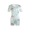 thumbnail image 1 of KOMOO Womens Short Jumpsuit VNeck Button Down Bodycon Sleepwear Shorts Romper Bodysuit, 1 of 6