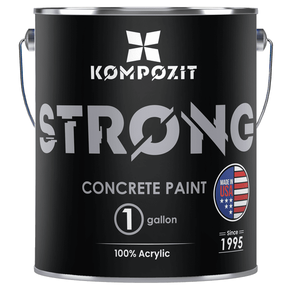 KOMPOZIT Dove Gray Concrete Floor Paint 1 Gallon | Satin Finish | Interior/Exterior - 100% Acrylic, Self-Priming, Hot Tire Resistant  for Garage, Driveway, Patio, Basement, Pool Deck (1 Gallon)