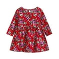 thumbnail image 1 of KONBECA Toddler Girl Outfits Princess Dresses, Baby Girls Long Sleeve One-Piece Floral Print Skirt Casual Dress, Cotton Dresses Red (12-18 Months), 1 of 7