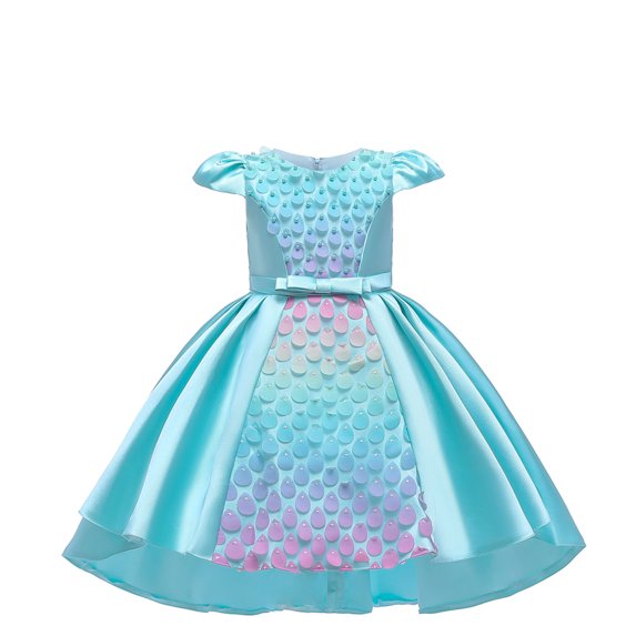 KONBECA Toddler Girls Princess Dress, Little Girls Party Wedding Dress, Lace Bowknot Cute Mermaid Beading Dress, Kids Pageant Flower Girl Sleeveless Dress, Birthday Gifts for Girls Green (9-10 Years)