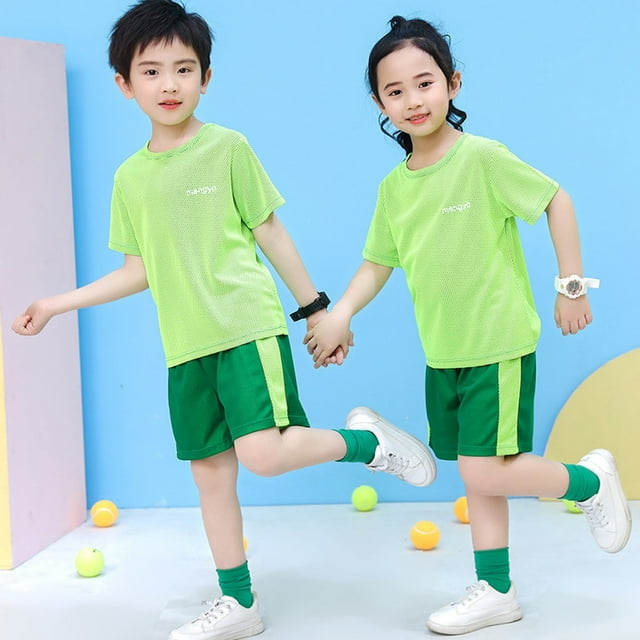 KONDYS Boy Summer Clothing Set Short Sleeve Patchwork Color Breathable Mesh Tops Shorts Casual Outfit for Boys for 2-3Y