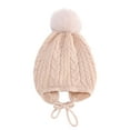 thumbnail image 1 of KONDYS Children's Hat Solid Color Twist Baby Autumn Winter Warm Knit Hat Single Ball Ear Protection Children's Wool Hat Cute Lightweight Babys Caps, 1 of 6