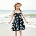 thumbnail image 1 of KONDYS Dresses for Girls Floral Print Sleeveless Strap With Adjustable Ties Ruffles Casual Summer Beach Sundress Size 7-8Y, 1 of 3