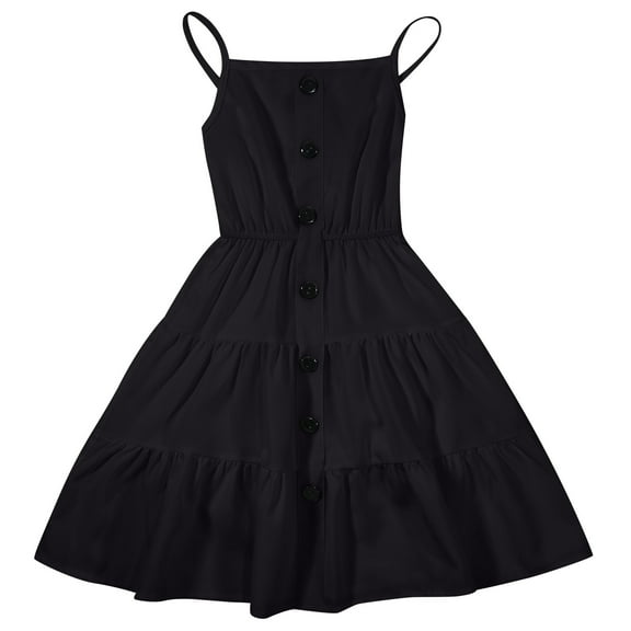 KONDYS Dresses for Girls Sleeveless Tiered Layer Halter Strap Swing Floral Print Casual Summer Beach Sundress for 11-12Y