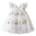 thumbnail image 1 of KONDYS Girl Dress Sleeveless Embroidered Flowers With Wing Mesh Tutu Tulle Holiday Wedding Birthday Party Princess Dress Size 6-12M, 1 of 4