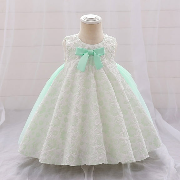 KONDYS Girls Elegant Dresses Infant Bowknot Flower Mesh Tutu Sleeveless Pageant Coat Bag Casual Beach Sundress for 6-12M
