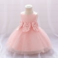 thumbnail image 1 of KONDYS Girls Elegant Dresses Infant Sleeveless Bowknot Mesh Festival Christening Casual Beach Sundress for 12-18M, 1 of 3