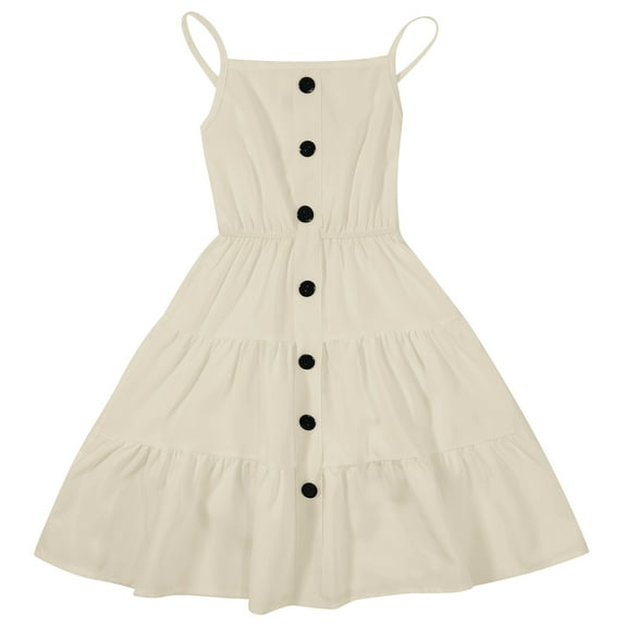 KONDYS Girls Spring Summer Dresses Sleeveless Tiered Layer Halter Strap Swing Floral Print Casual Party Dress Size 9-10Y