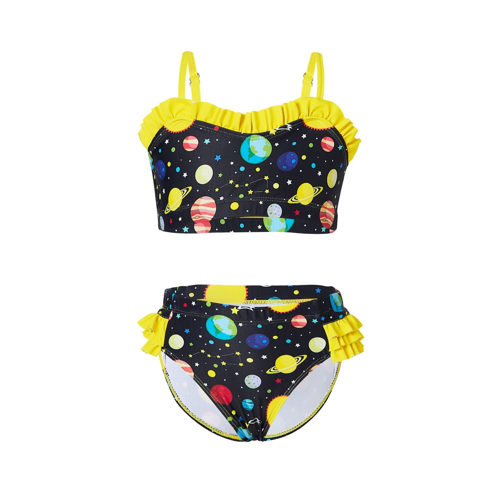 Kind Dino 2-Piece Girls Summer Set – Lemon Yellow & Navy