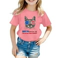 thumbnail image 1 of KONDYS Girls T Shirt for Toddler 4Th Of July Independence Day Cat Printed Short Sleeve Worn Over Loose Fit Blouse Tee Size 7-8Y, 1 of 3