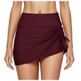 thumbnail image 1 of KONDYS High Waisted Pleated Slit Drawstring Swim Skirt Shorts Exposure Double Layer Triangle Yoga Bottoms For Women Classic Women's Beachwear, 1 of 9