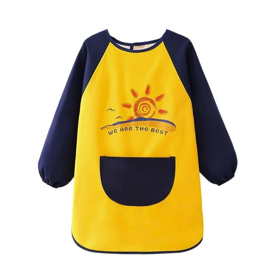 KONDYS Kids Art Smock Long Sleeve Painting Apron For Boys Toddler Artist Protective Coverall With Easy Wear Washable Breathable Cozy Beautiful Children Shirts