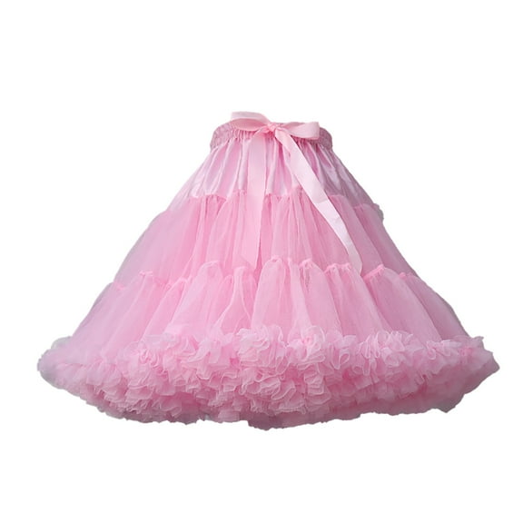 KONDYS Ladies Mesh Tutu Skirt Lengthened Double Layer Short Skirt Dance Skirt Skirt Bustier Skirt Beautiful Cozy Women's Skirt