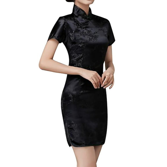 KONDYS Ladies Vintage Etiquette Welcome Dress Of China Style Short Sleeved Short Cheongsam Special Interesting Performance Cloths