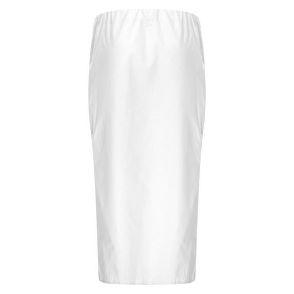 KONDYS Linen Flared Maxi Skirt With Back Slit Elastic Waist Drawstring Long Flowy Ankle Length Skirt Cozy Distinctive Women's Skirt