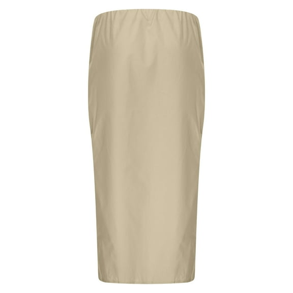 KONDYS Linen Flared Maxi Skirt With Back Slit Elastic Waist Drawstring Long Flowy Ankle Length Skirt Cozy Distinctive Women's Skirt