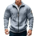 thumbnail image 1 of KONDYS Men's Zip Up Fleece Sweatshirt Hoodless Pullover Stylish Stand Collar Pocket Front Zipper Casual Jacket Cozy Breathable Men's Sweatshirts, 1 of 4