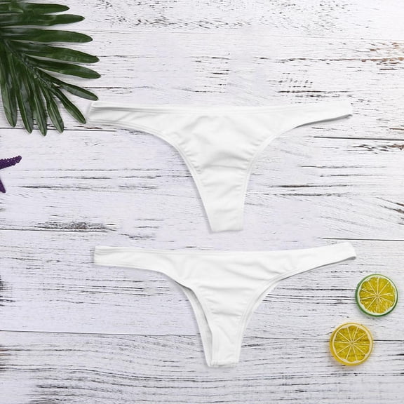 KONDYS Thong Bikini Bottoms for Women Curvy Swimsuit Bathing Suit Sexy Solid Color Swim Briefs Triangle Bottom
