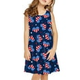 thumbnail image 1 of KONDYS Toddler Girl Princess Outfit 4Th Of July Independence Day Striped Star Printed Ruffles Sleeveless Party Dress Summer Clothes Size 5-6Y, 1 of 2
