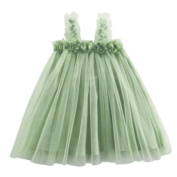 KONDYS Toddler Girls Sleeveless Mesh Flowers Holiday Party Dress Dance Party Dresses Clothes Beautiful Casual Girl's Sundress