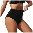thumbnail image 1 of KONDYS Women Black High Waisted Bikini Bottoms Retro Basic Full Coverage Swimsuit Mid-Waist Bathing Suit Bottom Beachwear Swimwear Trendy, 1 of 4