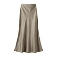 thumbnail image 1 of KONDYS Women High Waist Skirt Solid Color Satin Dress Zipper Elegant Skirt Cozy Casual Women's Skirt, 1 of 2