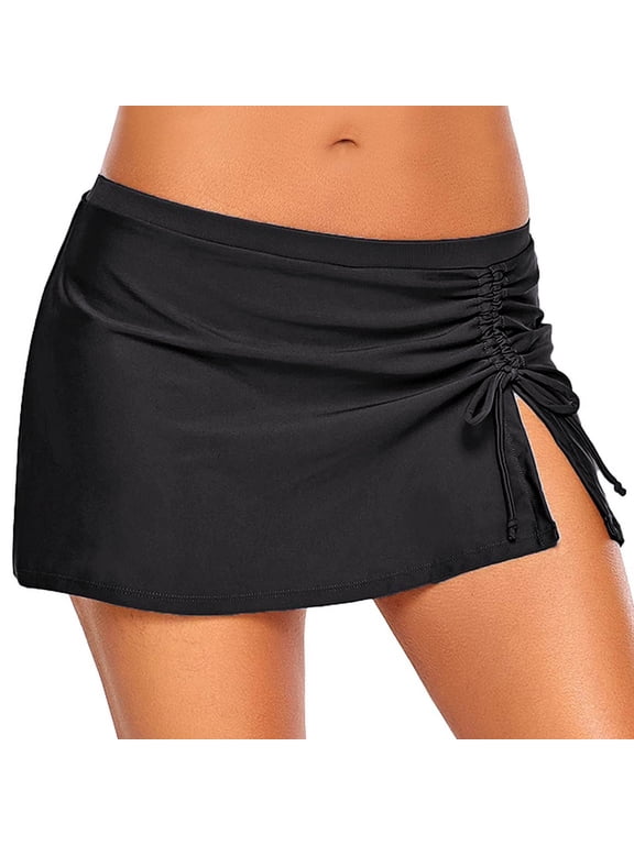 Women Swim Skirt Bottoms High Waisted Bathing Suit Swimsuits Skirts Pleated Skorts Boxer Liner Beachwear Swimwear Leisure