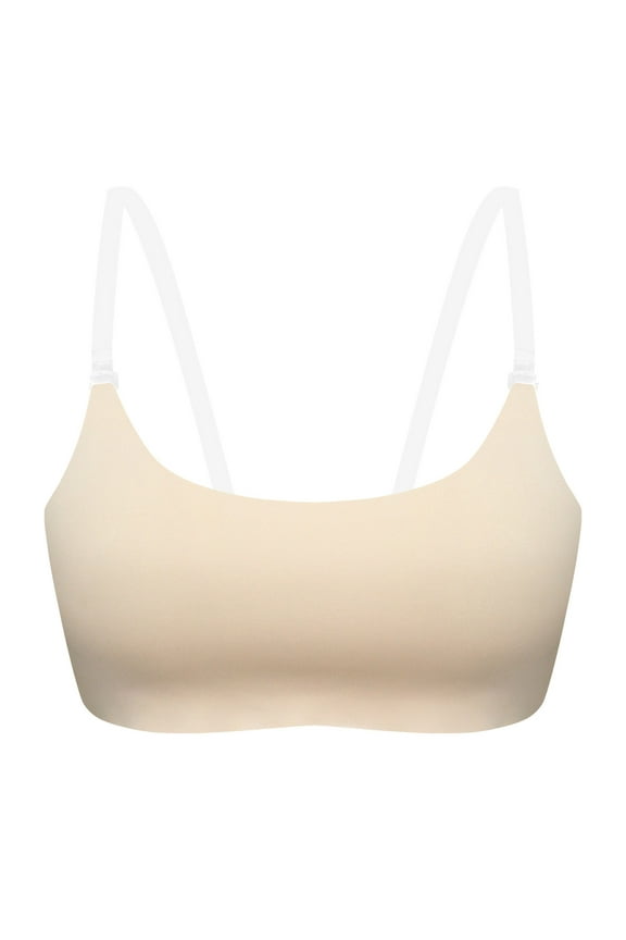 Women's Bra Transparent Shoulder Strap Backless Underwire Bra Relaxed Fit Push Up Brassiere