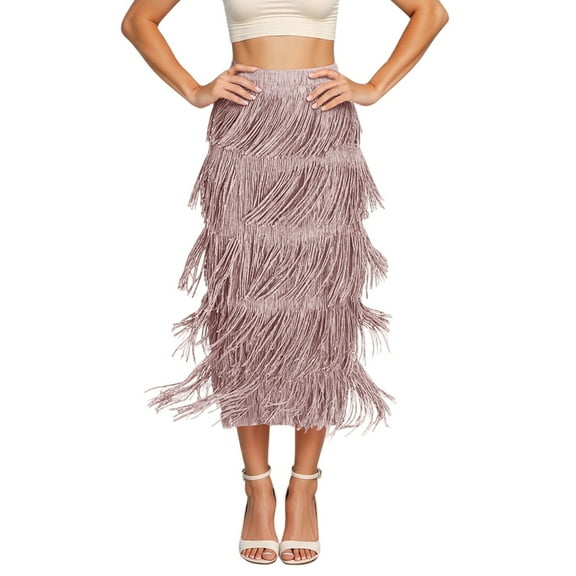 KONDYS Women's Fashion Flowy Fringe Bodycon Skirt Elegant Comfortable Slim Fit Versatile Midi Skirt For Daily Beautiful Stylish Women's Skirt