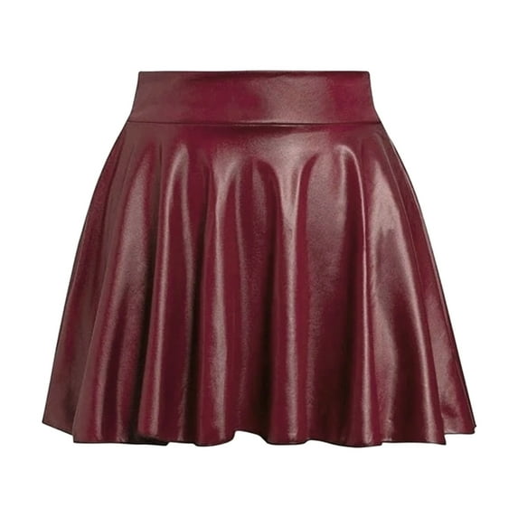 KONDYS Women's Fashion High Waist Pleated Solid Color Short Skirt Loose Skirt Metallic Skater Skirt Sparkly Shiny Flared Pleated A Line Mini Skort Beautiful Casual Women's Skirt
