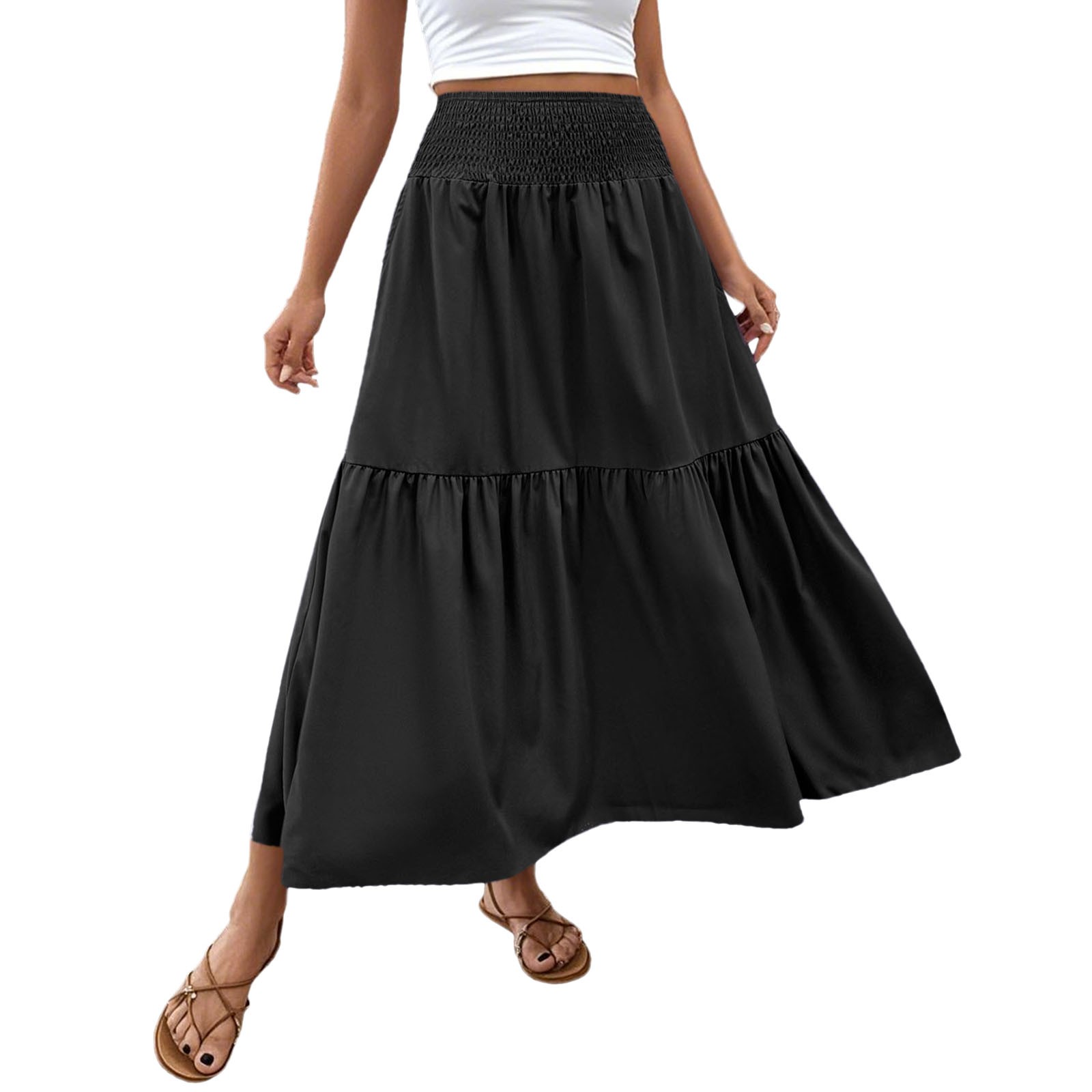 KONDYS Women s High Waist A Line Skirt With Tiered Design For Daily 