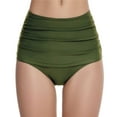 thumbnail image 1 of KONDYS Women's High Waisted Bikini Bottom Tummy Control Ruched Bathing Suit Full Coverage Solid Color Swim Bottom, 1 of 4