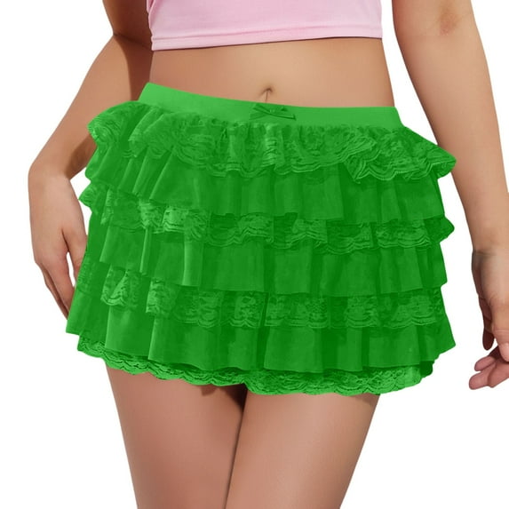 KONDYS Women's Ruffle Shorts Lace Lolita Elastic Waist Bow Front Shorts Micro Boyshorts Beautiful Casual Women's Skirt