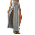 thumbnail image 1 of KONDYS Womens Double Split Maxi Long Skirt Ladies Plain Basic Two Side Slit 4 22 Comfortable Casual Women's Skirt, 1 of 4