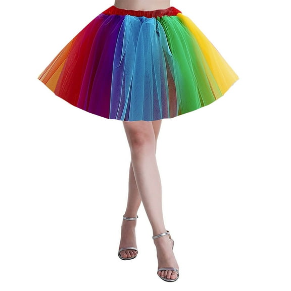 KONDYS Womens Rainbow Tutu Skirt Layered Skirt Girls Colorful s Tutu Comfortable Casual Women's Skirt