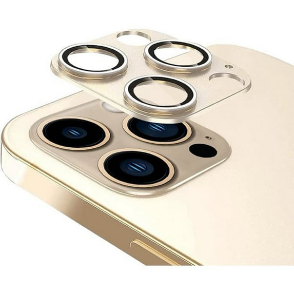 KONEE Camera Lens Protector Compatible with iPhone 13 Pro/ 13 Pro Max, 9H Tempered Glass Screen Protector, Metal Protective Lens Cover for iPhone 13 Pro/ iPhone 13 Pro Max - Gold