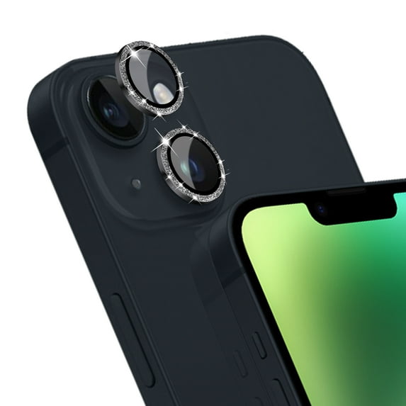 KONEE Camera Lens Protector Compatible with iphone 14 /14 Plus, Anti Scratch Tempered Glass Camera Screen Protector, Bling Individual Lens Cover for iPhone 14 / iPhone 14 Plus - Black Glitter