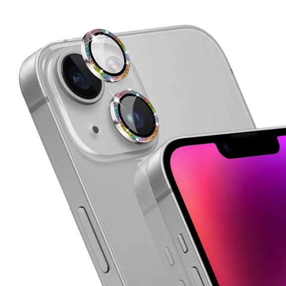 KONEE Camera Lens Protector Compatible with iphone 14 /14 Plus, Anti Scratch Tempered Glass Camera Screen Protector, Bling Individual Lens Cover for iPhone 14 / iPhone 14 Plus - Gradient Glitter